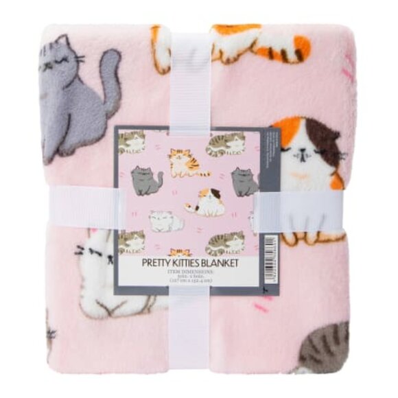 Pink Pretty Kitties Throw Blanket 50 x 60 Inches - NWT - Picture 5 of 8